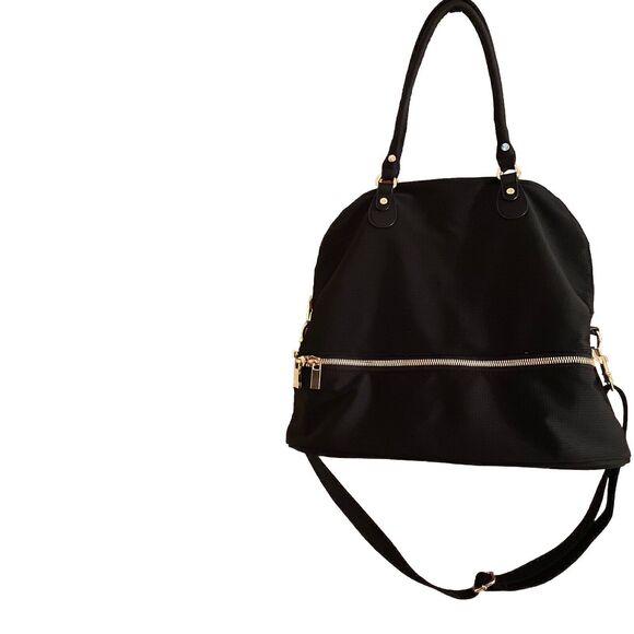 Anthropologie DL + ACTIV Bag Black Gold Zippers Shoulder Crossbody Gym Workout - Picture 8 of 15